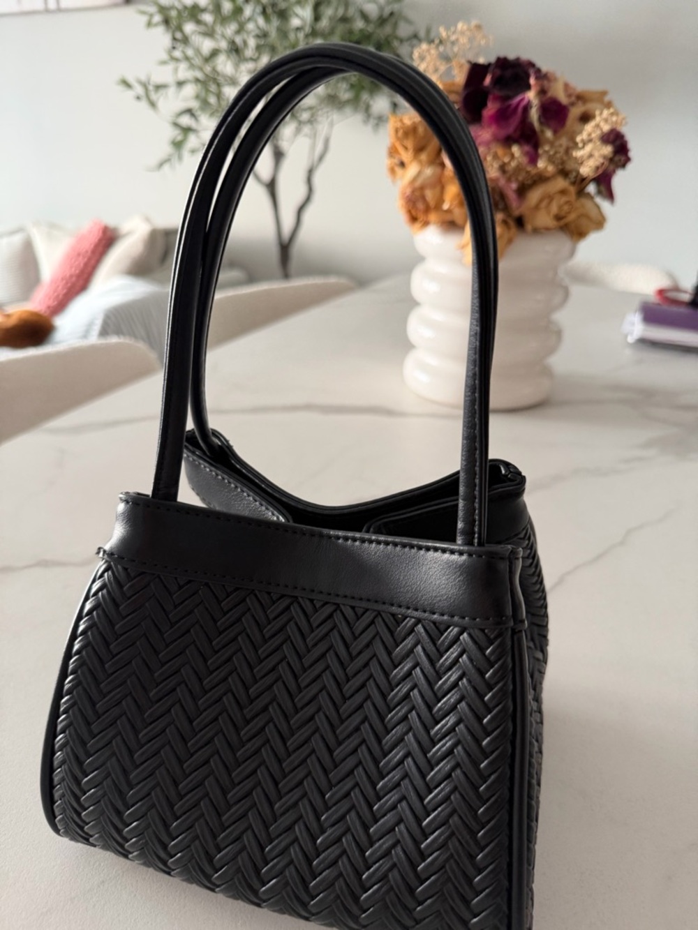 Anthropologie Black Woven Shoulder Bag - Picture 3 of 9